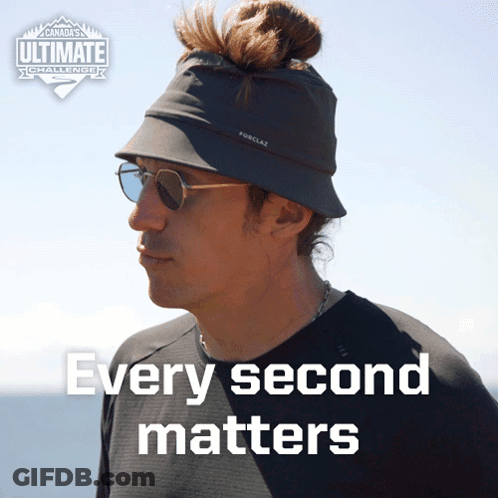 Man In Sunglasses And Hat Saying Every Second Matters GIF