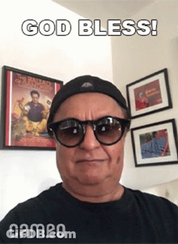 Man In Sunglasses And Hat Saying God Bless GIF