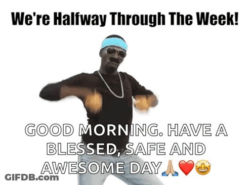 Man In Sunglasses And Headband Says We're Halfway Through The Week GIF