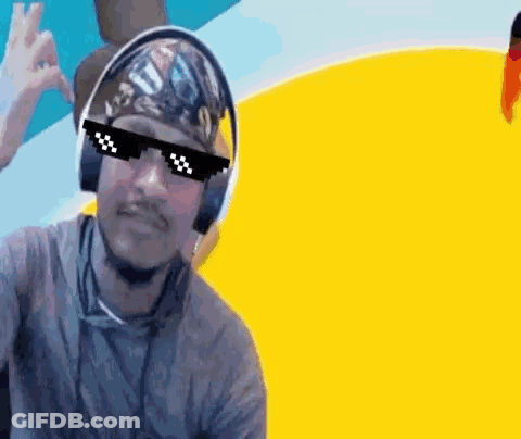Man In Sunglasses And Headphones Giving OK Sign GIF