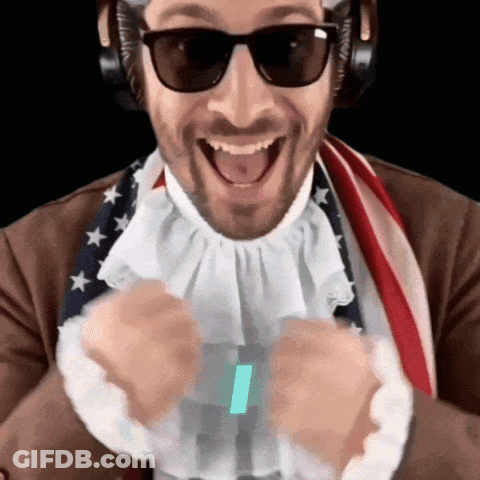 Man In Sunglasses And Headphones With American Flag Tie GIF