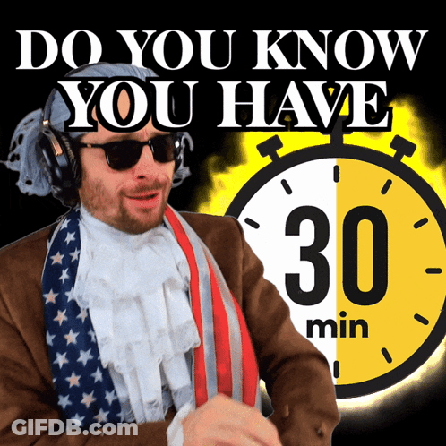 Man In Sunglasses And Headphones With Timer Saying 30 Min GIF