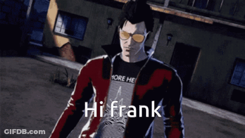 Man In Sunglasses And Hi Frank Shirt GIF