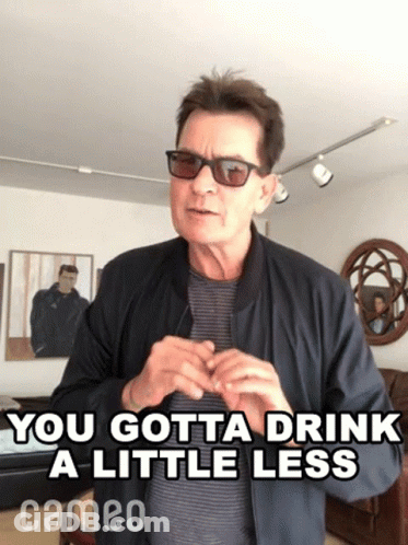 Man In Sunglasses And Jacket Says You Gotta Drink A Little Less Cameo GIF