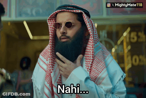 Man In Sunglasses And Keffiyeh Saying Nahi GIF