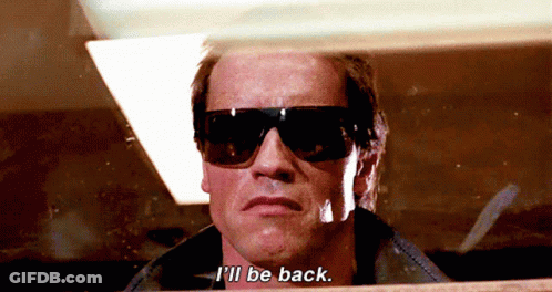 Man In Sunglasses And Leather Jacket Says I'll Be Back GIF