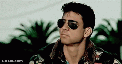 Man In Sunglasses And Leather Jacket With Palm Tree GIF