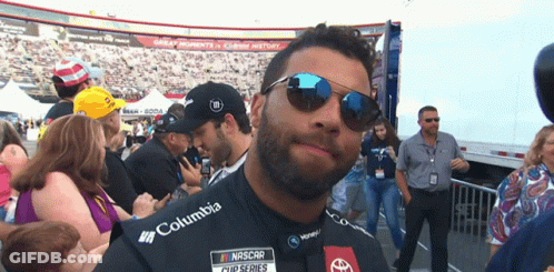 Man In Sunglasses And Nascar Shirt GIF