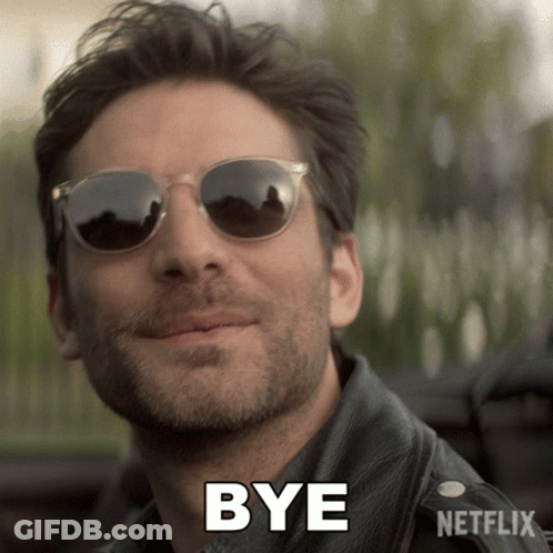 Man In Sunglasses And Netflix Jacket Saying Bye GIF
