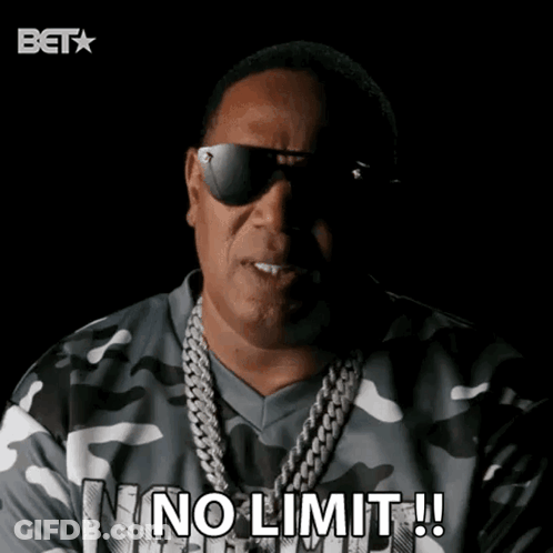 Man In Sunglasses And No Limit Shirt GIF