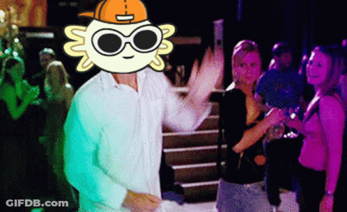 Man In Sunglasses And Orange Hat Dancing In Crowd GIF