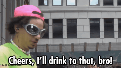 Man In Sunglasses And Pink Hat Cheers Bro GIF