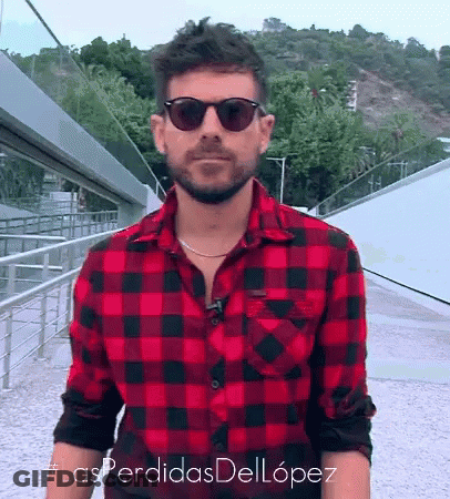 Man In Sunglasses And Red Black Plaid Shirt GIF