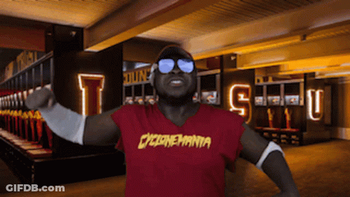Man In Sunglasses And Red Cyclonemania Shirt GIF