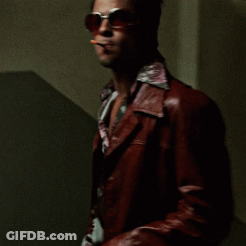 Man In Sunglasses And Red Leather Jacket Smoking Cigarette GIF