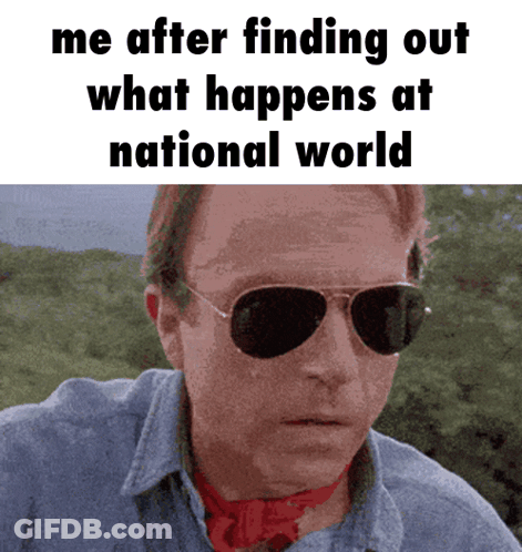 Man In Sunglasses And Red Scarf Me After Finding Out What Happens At National World GIF