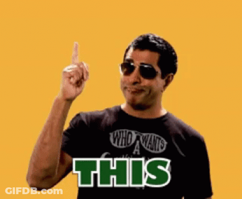 Man In Sunglasses And T-Shirt Saying Who Wants This GIF