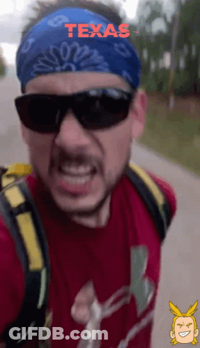 Man In Sunglasses And Texas Bandana GIF