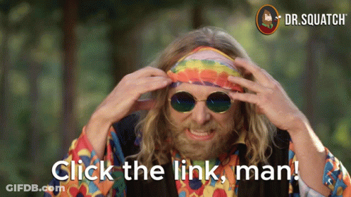 Man In Sunglasses And Tie Dye Headband Says Click The Link GIF