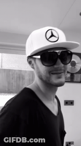 Man In Sunglasses And White Mercedes Hat GIF