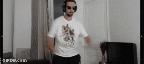 Man In Sunglasses And White T-Shirt Dancing GIF