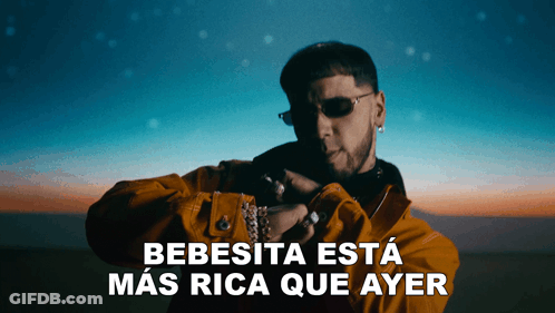 Man In Sunglasses And Yellow Jacket Bebesita Está Más Rica Que Ayer GIF