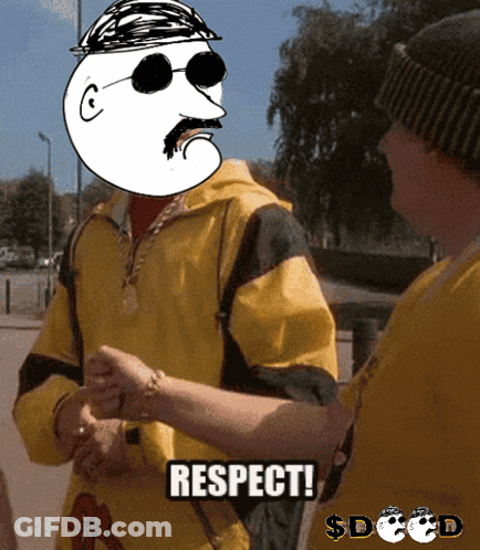Man In Sunglasses And Yellow Jacket Saying Respect GIF
