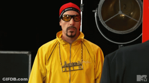 Man In Sunglasses And Yellow Jacket With MTV Logo GIF