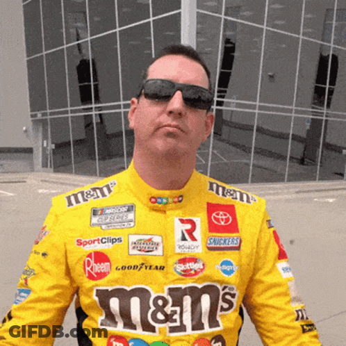 Man In Sunglasses And Yellow M&Ms Uniform GIF