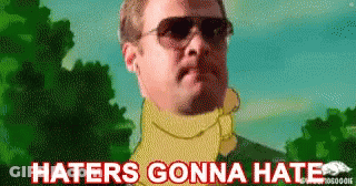 Man In Sunglasses And Yellow Scarf Says Haters Gonna Hate GIF