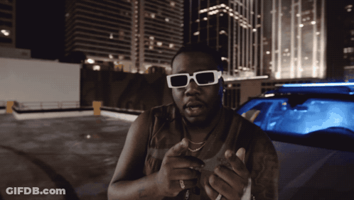 Man In Sunglasses By Blue Car GIF