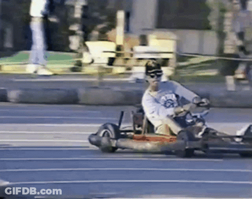 Man In Sunglasses Driving Go Kart GIF