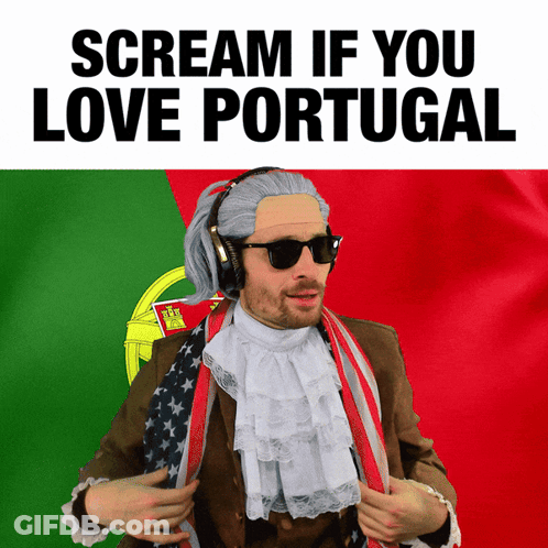 Man In Sunglasses Headphones With Scream If You Love Portugal Flag GIF