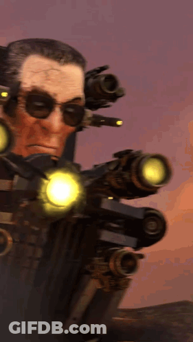 Man In Sunglasses Holding Gun With Yellow Light GIF