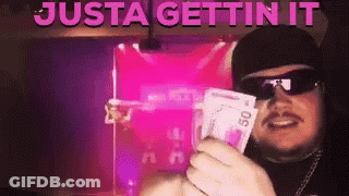 Man In Sunglasses Holding Money GIF