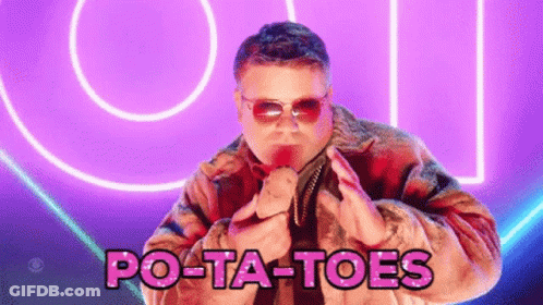 Man In Sunglasses Holding Potato By Potato Toes Sign GIF