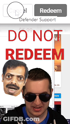 Man In Sunglasses In Front Of Do Not Redeem Screen GIF
