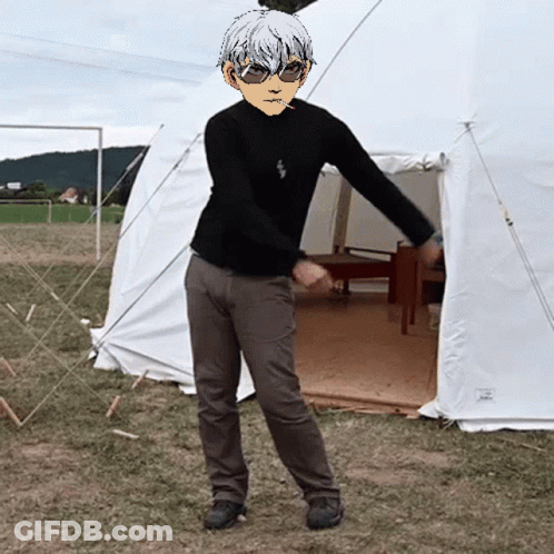 Man In Sunglasses In Front Of Tent GIF