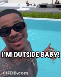 Man In Sunglasses In Pool Saying Im Outside Baby GIF