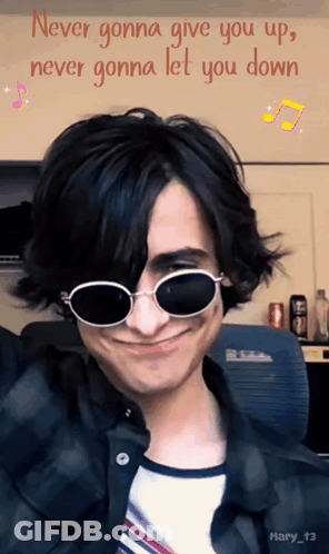 Man In Sunglasses Never Gonna Give You Up GIF