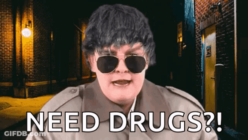 Man In Sunglasses Saying Need Drugs GIF