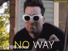 Man In Sunglasses Saying No Way In Car GIF