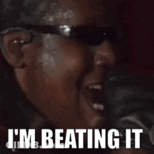 Man In Sunglasses Singing I'm Beating It GIF