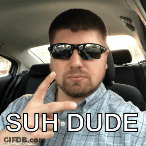 Man In Sunglasses Sitting In Car Saying Suh Dude GIF