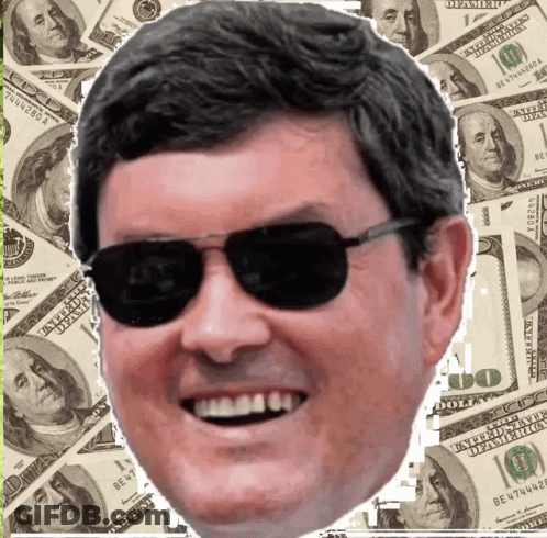 Man In Sunglasses Smiling With Hundred Dollar Bills GIF