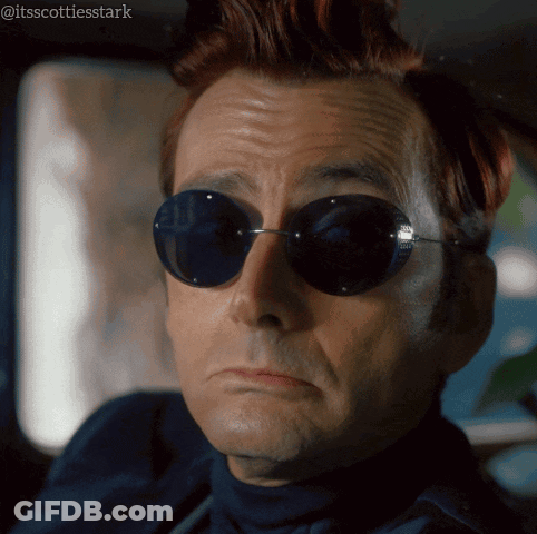 Man In Sunglasses With Hashtag Itsscottiesstark GIF