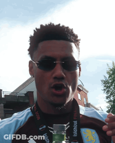 Man In Sunglasses With Istanbul Final Lanyard GIF