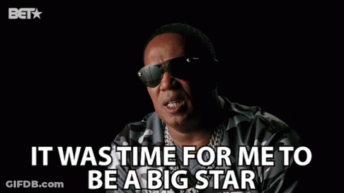Man In Sunglasses With It Was Time For Me To Be A Big Star Shirt GIF