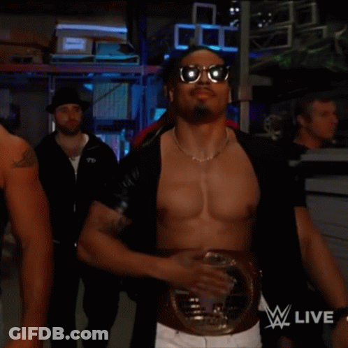 Man In Sunglasses With WWE Live Belt GIF