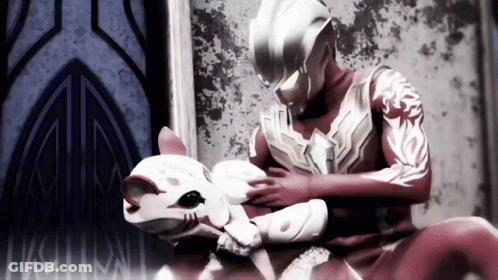 Man In Superhero Costume Petting Cat GIF